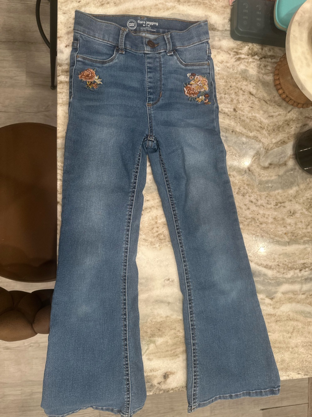 wonder nation Blue Embroidered Flare Jeans